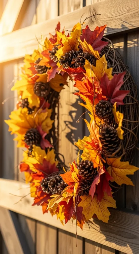 Rustic Leaf and Pinecone Wreath