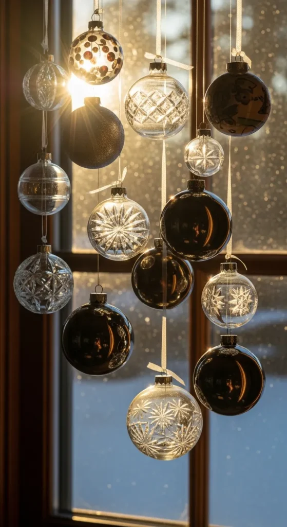 Decorate Windows with Hanging Ornaments