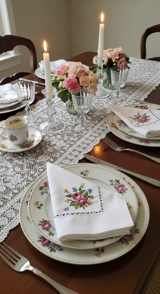 Layer Vintage Linens on the Table