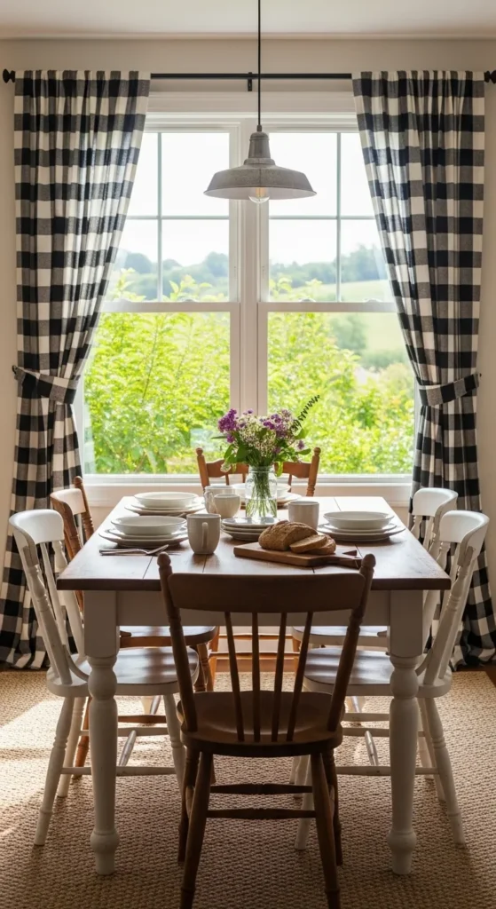 Add Checkered or Striped Curtains