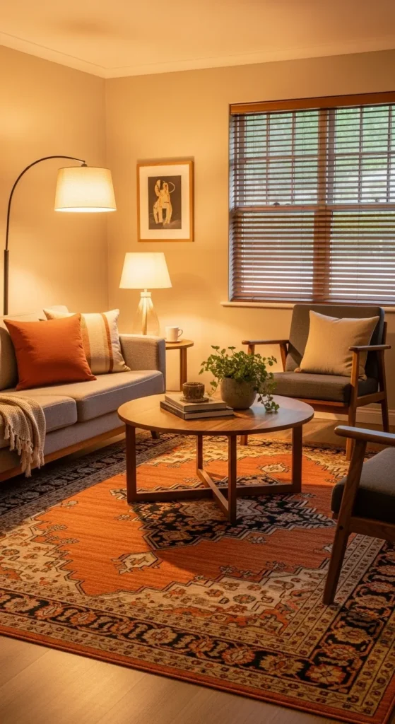 Add Area Rugs with Warm Tones