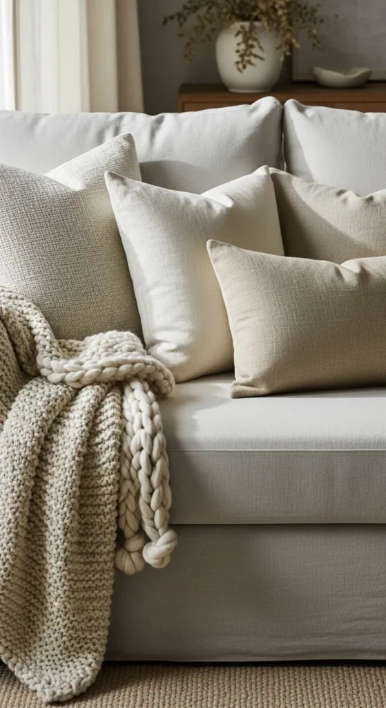 Add Throw Blankets and Pillows