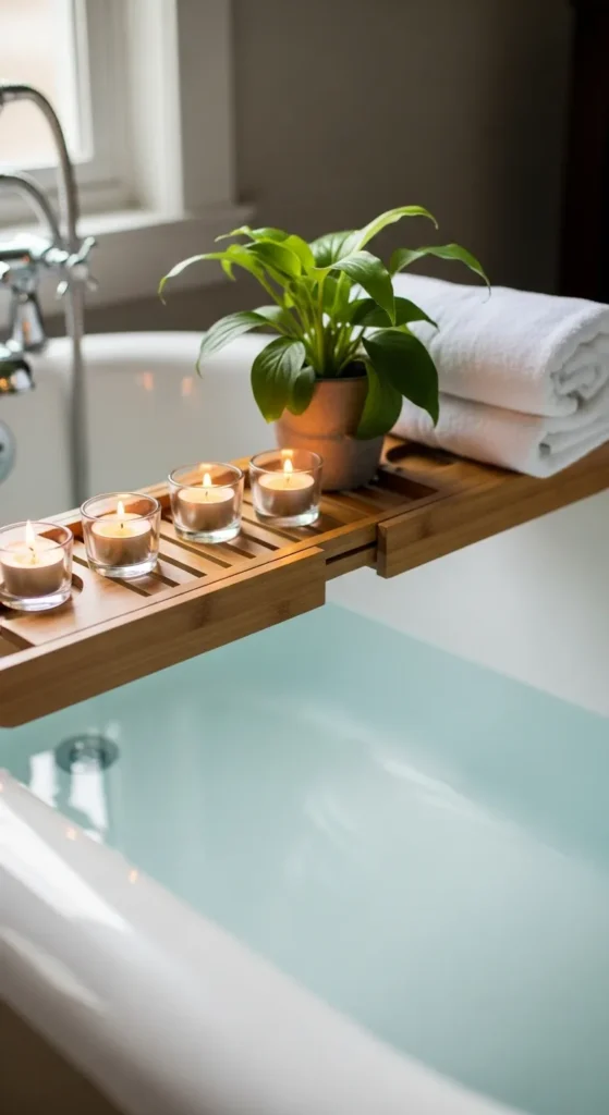 Add a Wooden Bath Tray