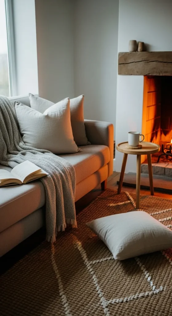 Incorporate Cozy Textiles and Layers