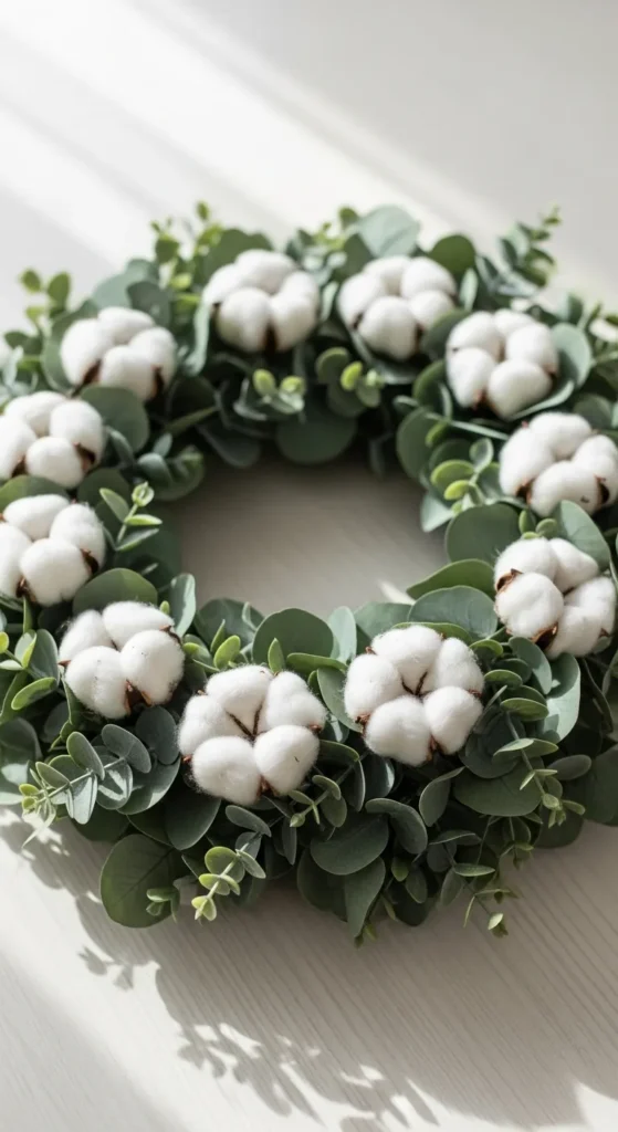 Eucalyptus and Cotton Wreath