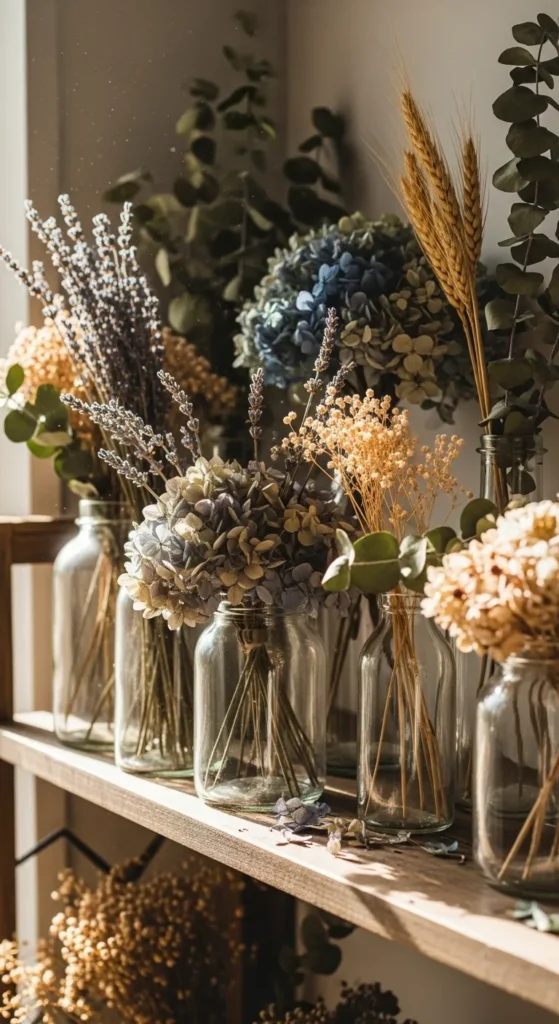 Display Dried Flowers in Vintage Jars