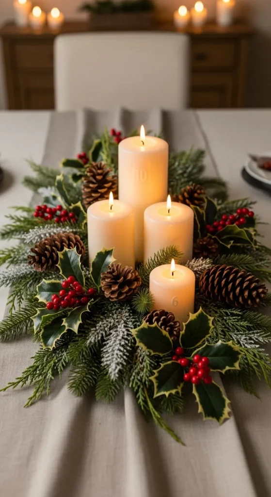 Candlelit Dining Centerpiece