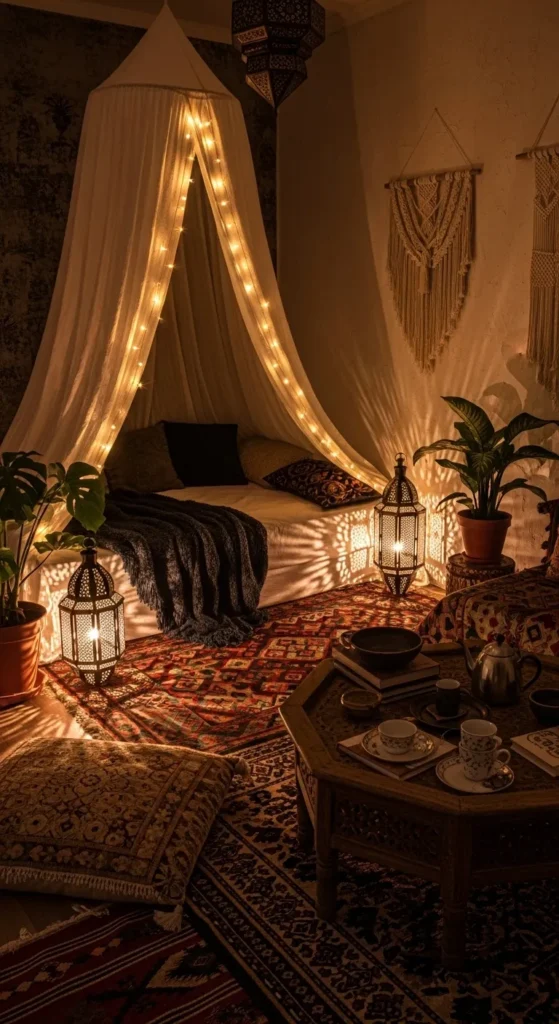 Hang String Lights and Lanterns