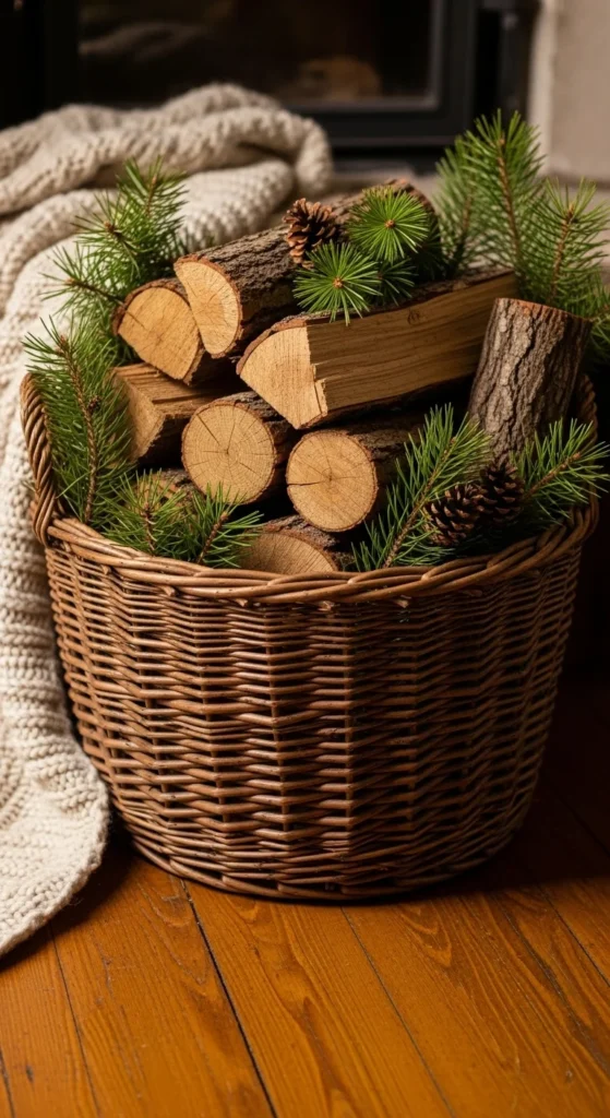 A Basket of Firewood for Rustic Charm