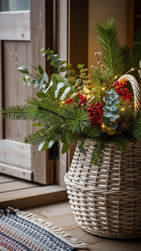 A Basket of Winter Greenery