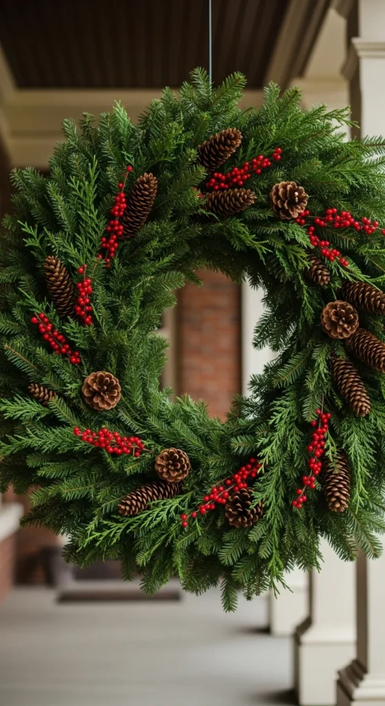 A Large Outdoor Holiday Wreath as the Centerpiece