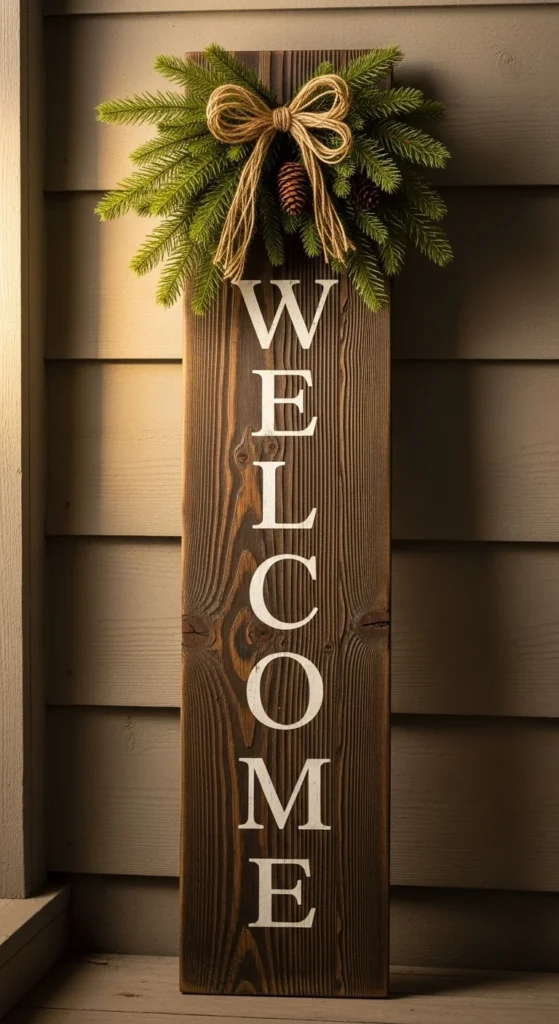 A Rustic Wooden Welcome Sign