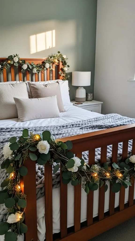 Add a Garland Along Your Bed Frame