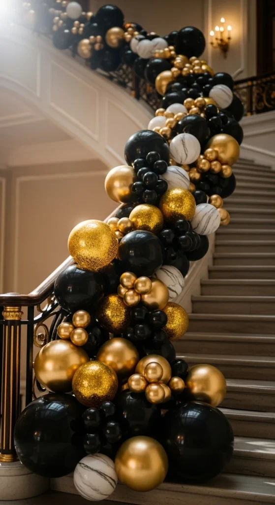 Black-and-Gold Balloon Garland