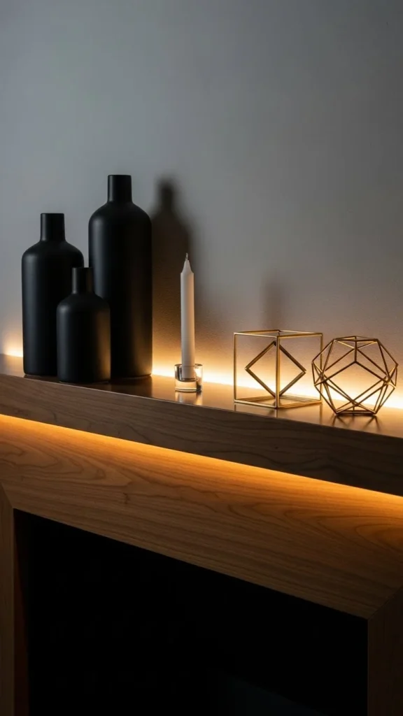 Black and Gold Modern Mantel