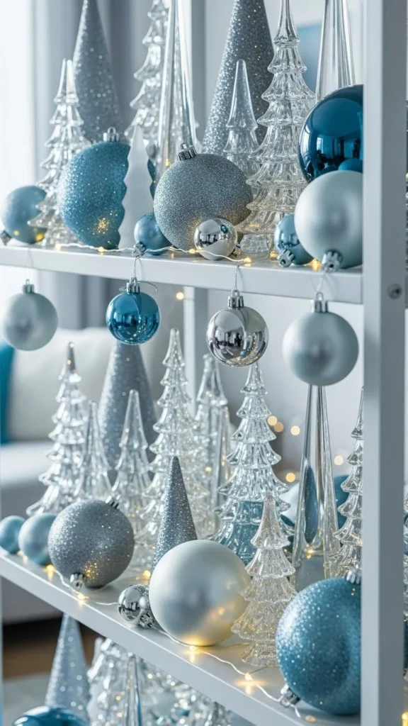 Blue-and-Silver Winter Shelf
