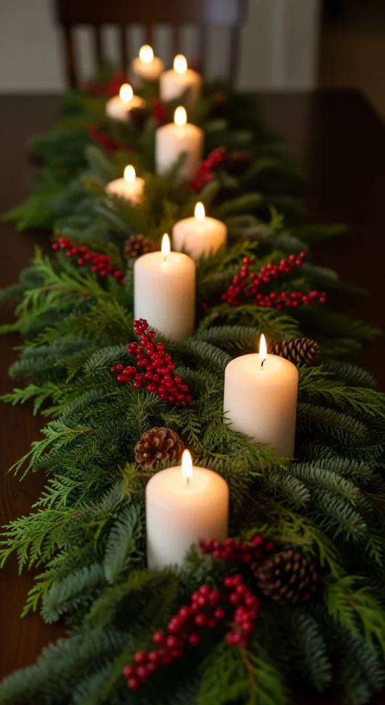 Candle-Lit Evergreen Runner