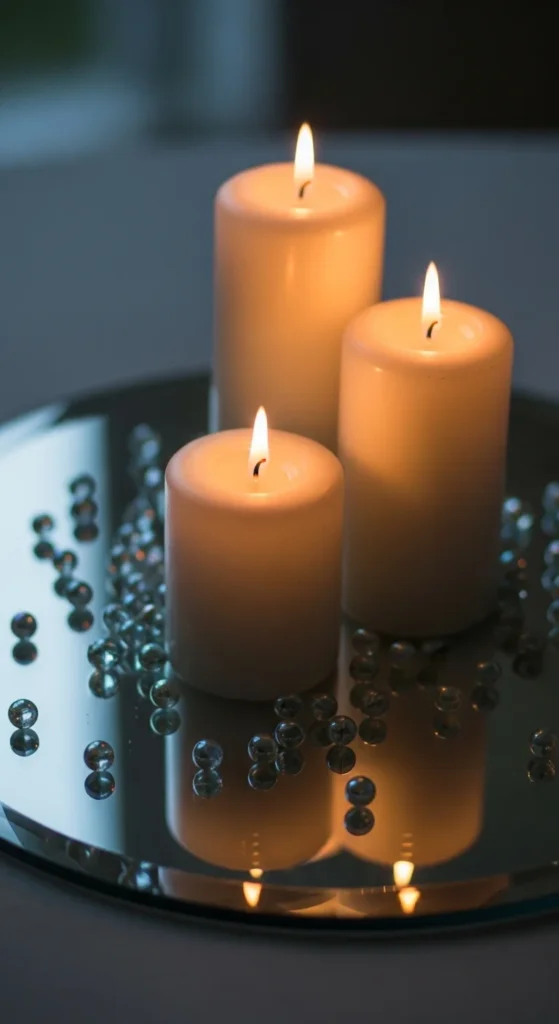 Candle Trio on a Mirror Base