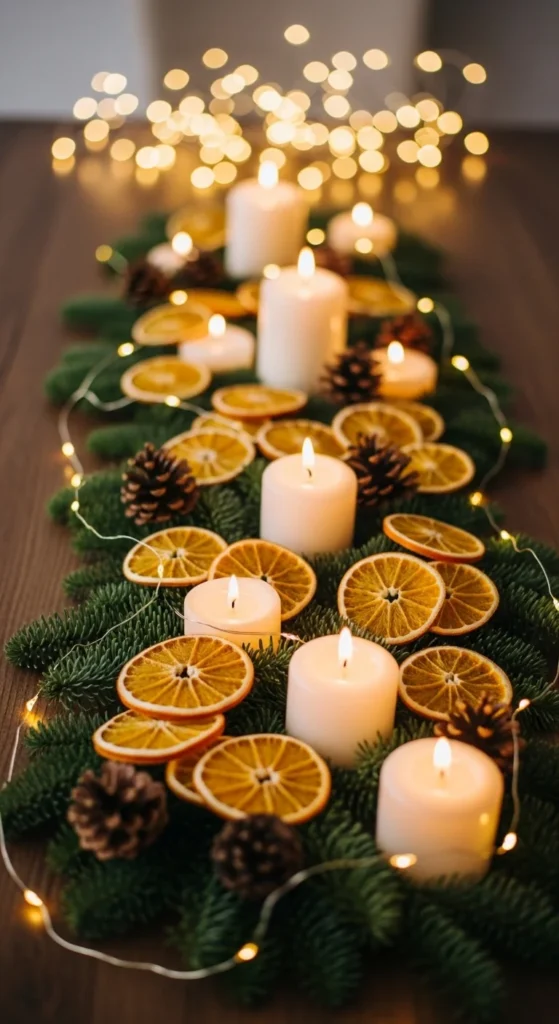 Candle and Citrus Arrangement