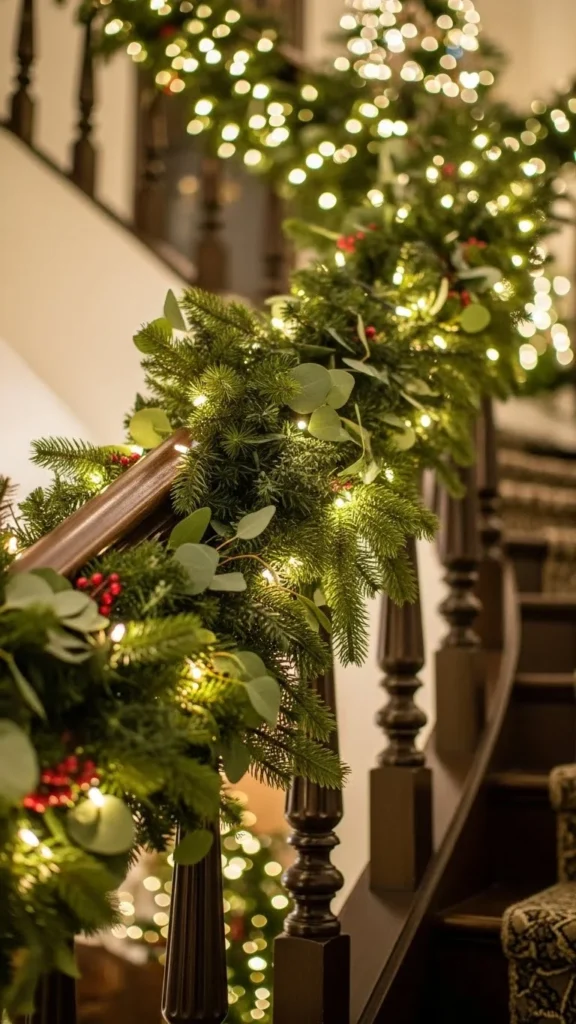 Classic Garland Wrapped with Warm White Lights