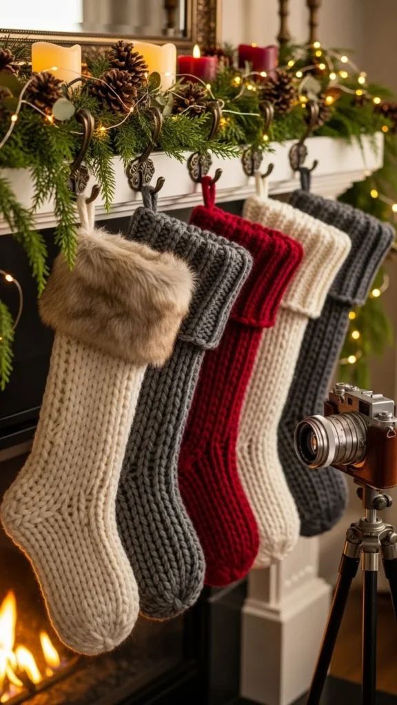 Cozy Knit Stockings Display