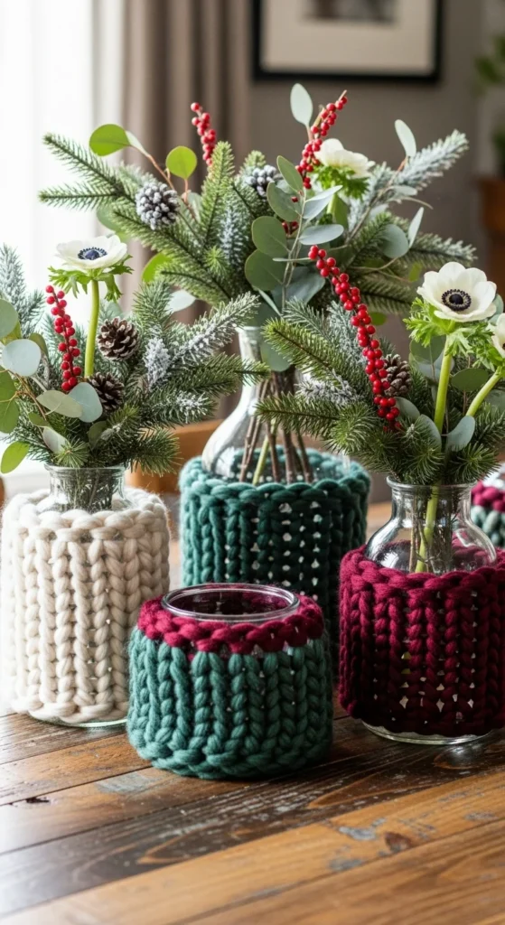 Cozy Knit-Wrapped Vases