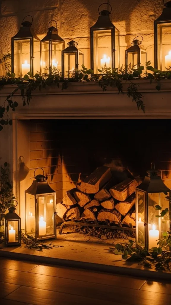 Cozy Lantern and Firewood Display