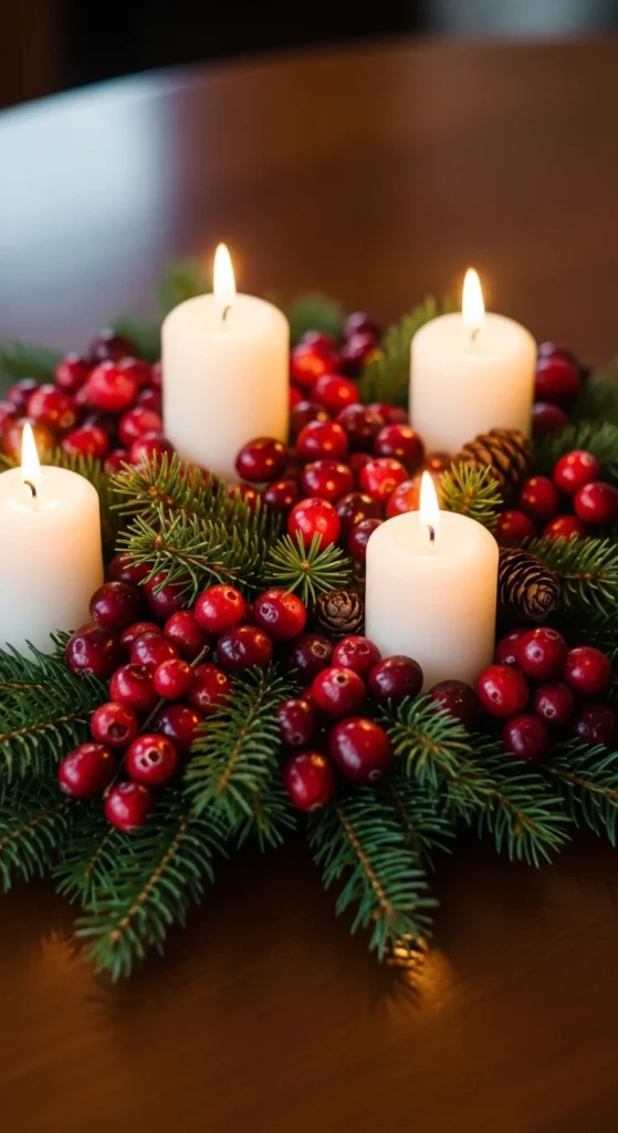 Cranberry and Greenery Cluster