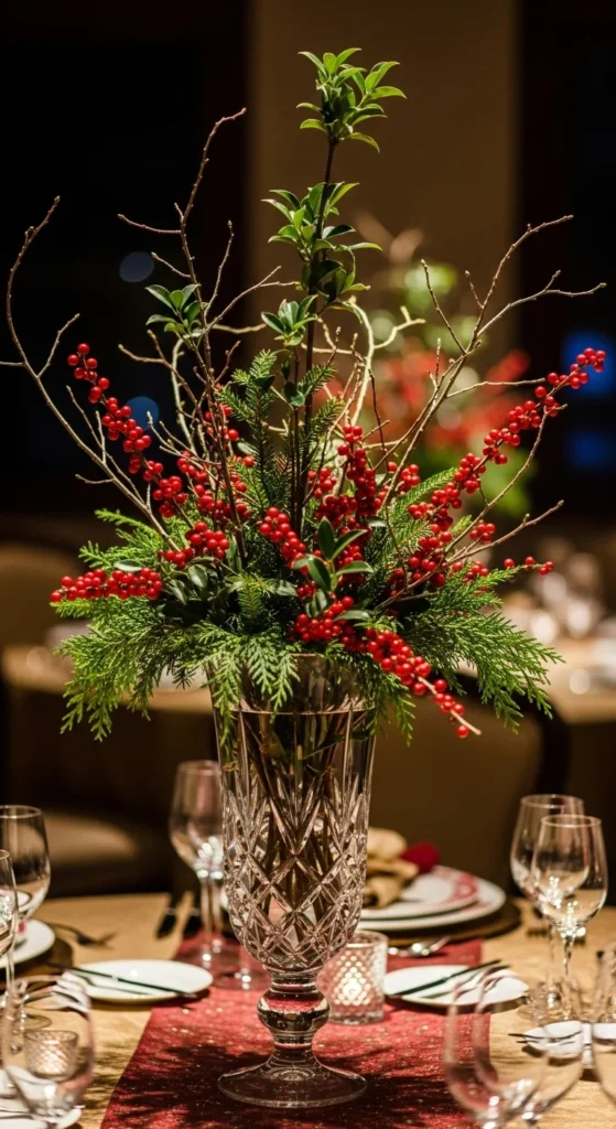 Crystal Vase with Winter Stems