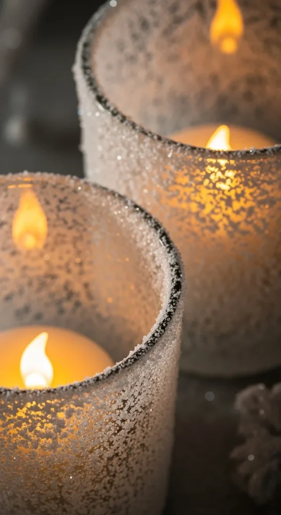 DIY Snowy Candle Holders