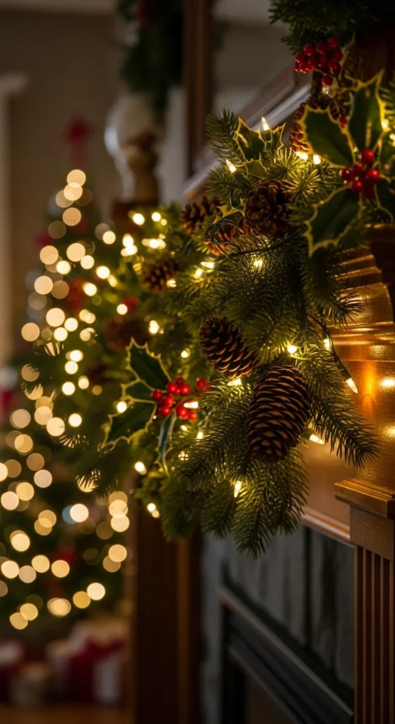 Evergreen Garland With Soft Lights