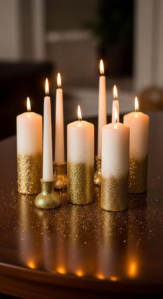 Glitter Dipped Candles