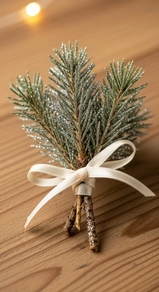 Glittered Pine Branch Ornaments
