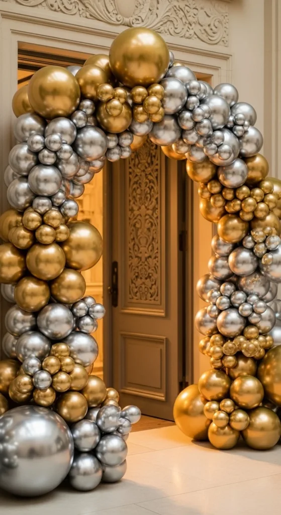 Grand Gold-and-Silver Balloon Arch