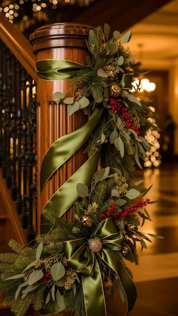 Greenery-Wrapped Newel Post