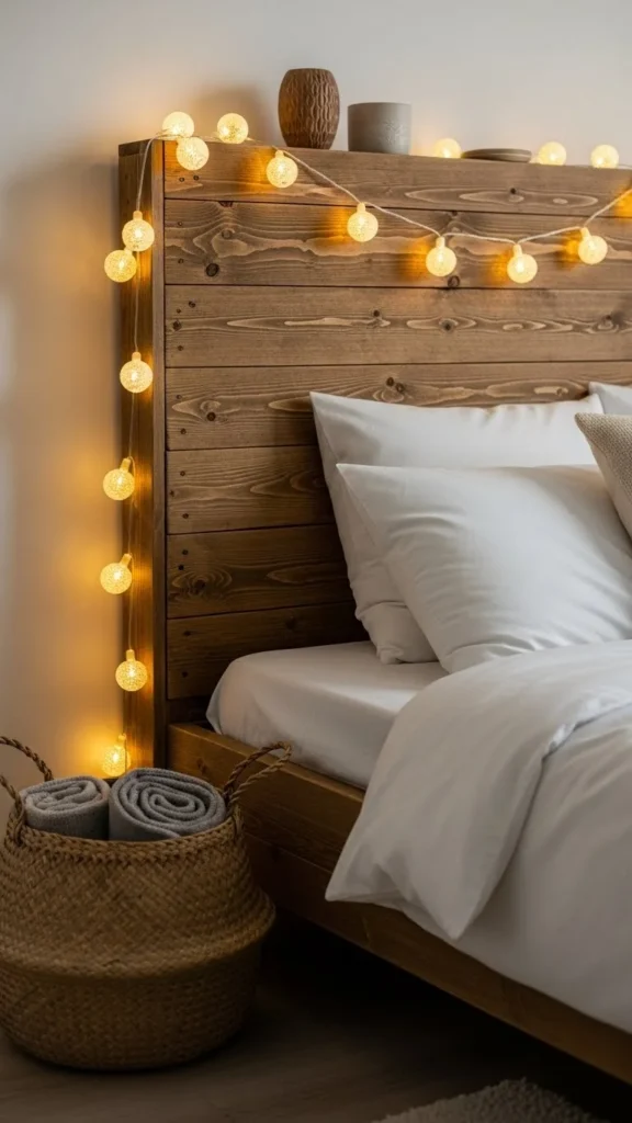 Hang Cozy String Lights Above the Headboard