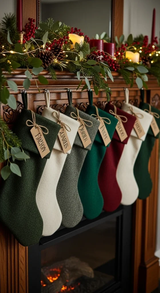 Hanging Stockings With Personalized Tags