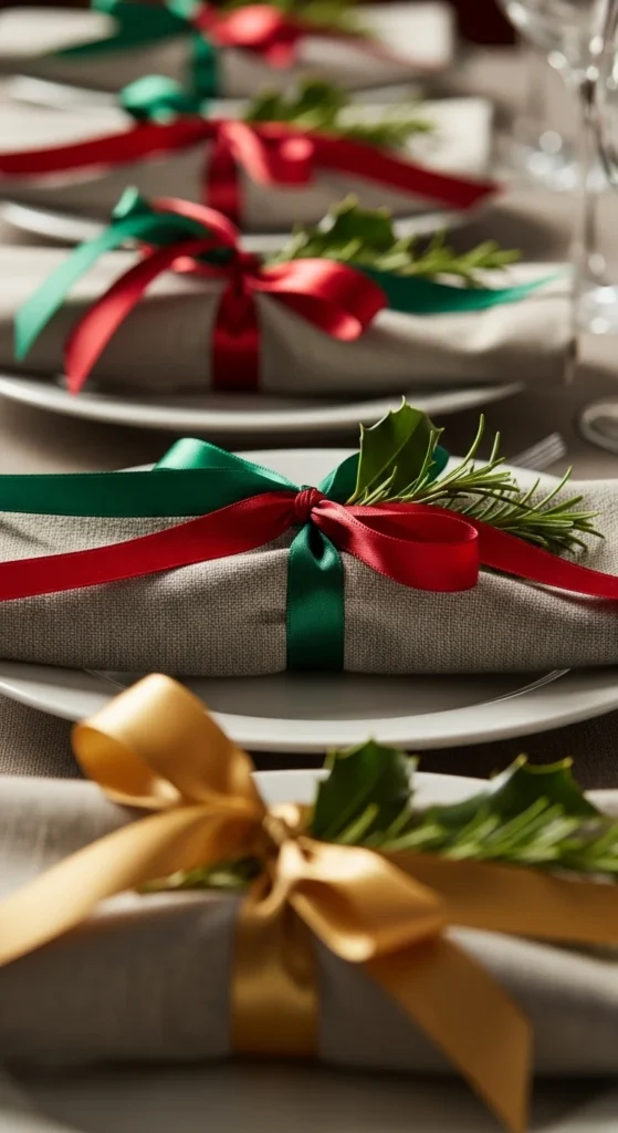 Holiday Ribbon-Tied Napkins