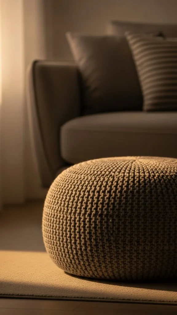 Knit or Faux Fur Ottoman