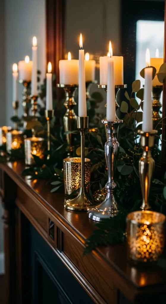 Layered Gold and Silver Candle Holders