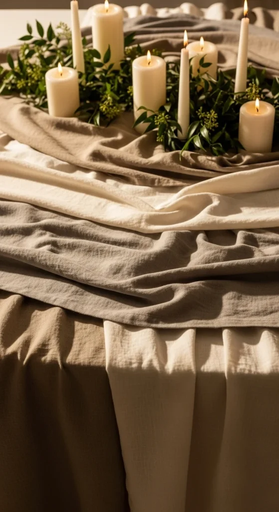 Layered Linen Runners in Neutral Tones