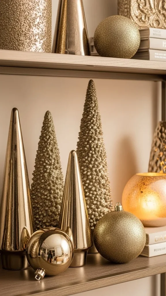 Metallic Gold Accents Shelf