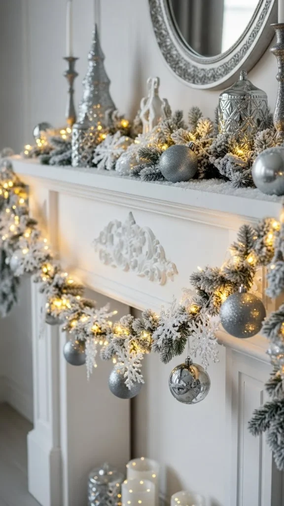 Metallic Silver and White Mantel Glow
