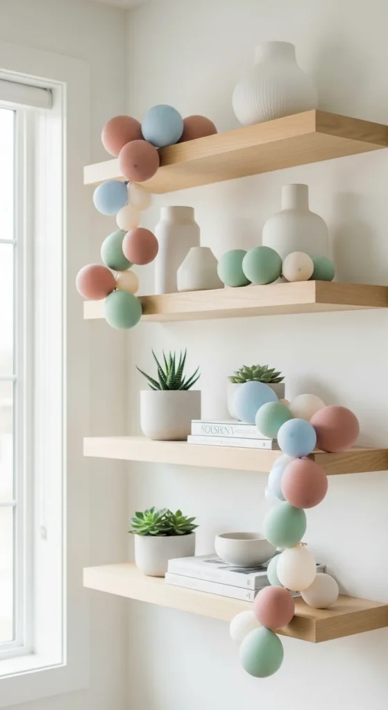 Mini Balloon Garland on Shelves