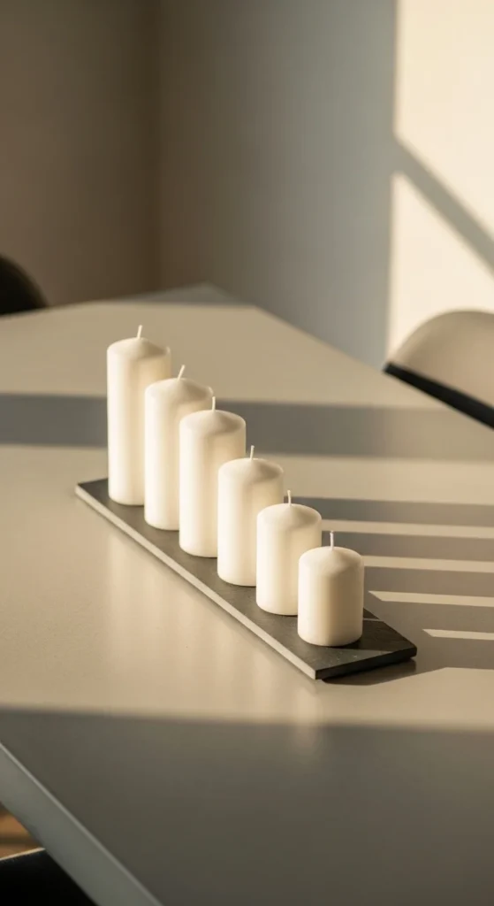 Minimal White Candle Lineup