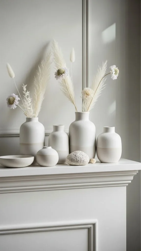 Minimal White Mantel Scene