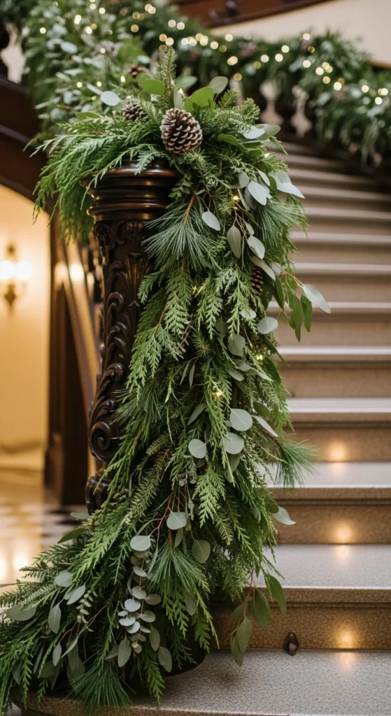 Mixed Greenery Staircase Garland