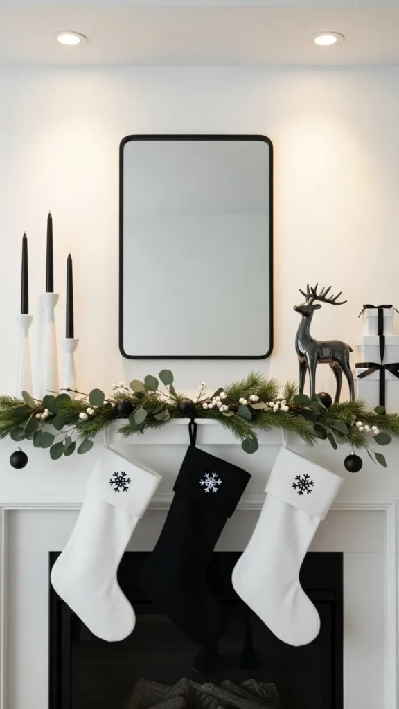 Modern Black and White Mantel Style