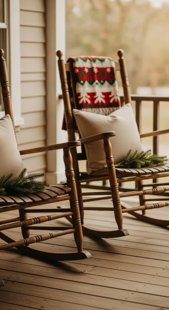 Porch Rocking Chairs With Simple Holiday Accents