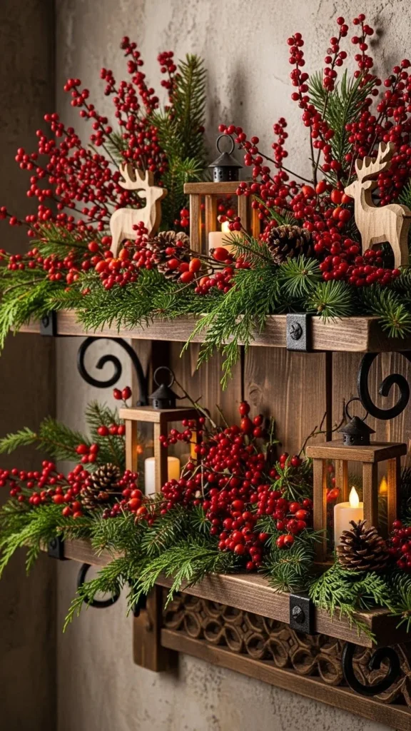 Red Berry & Evergreen Shelf
